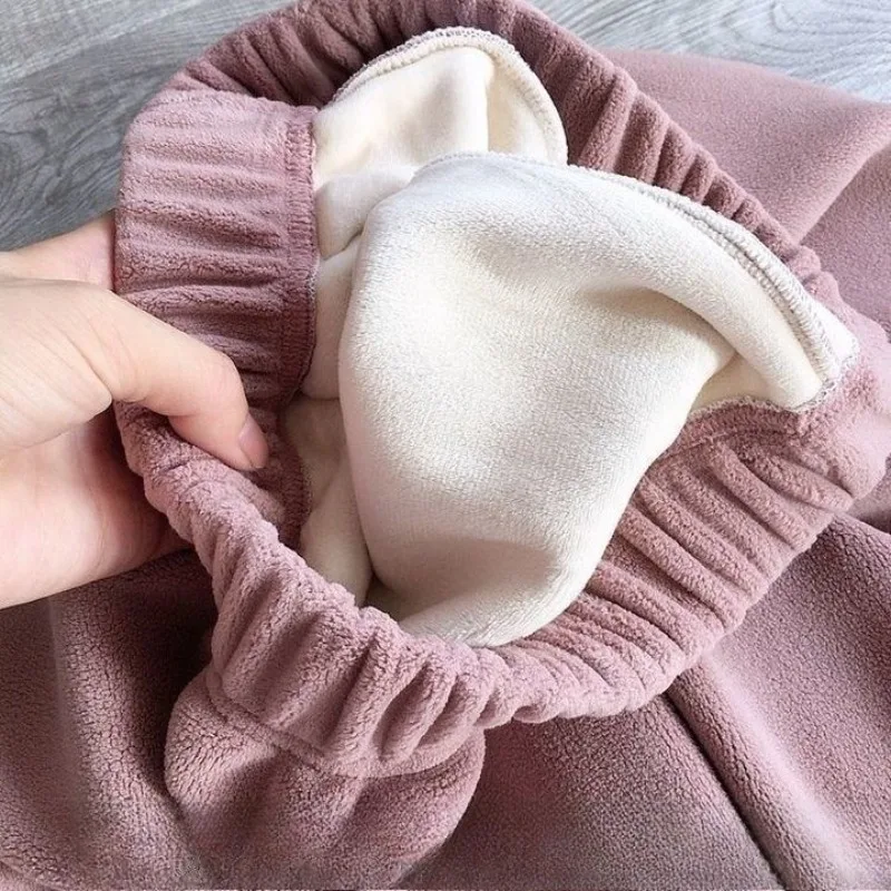 シェイクフリース厚みのあるカジュアルパンツ女性用秋冬フリース厚みのある足首バインディングハーレンキャロットパンツ女性用