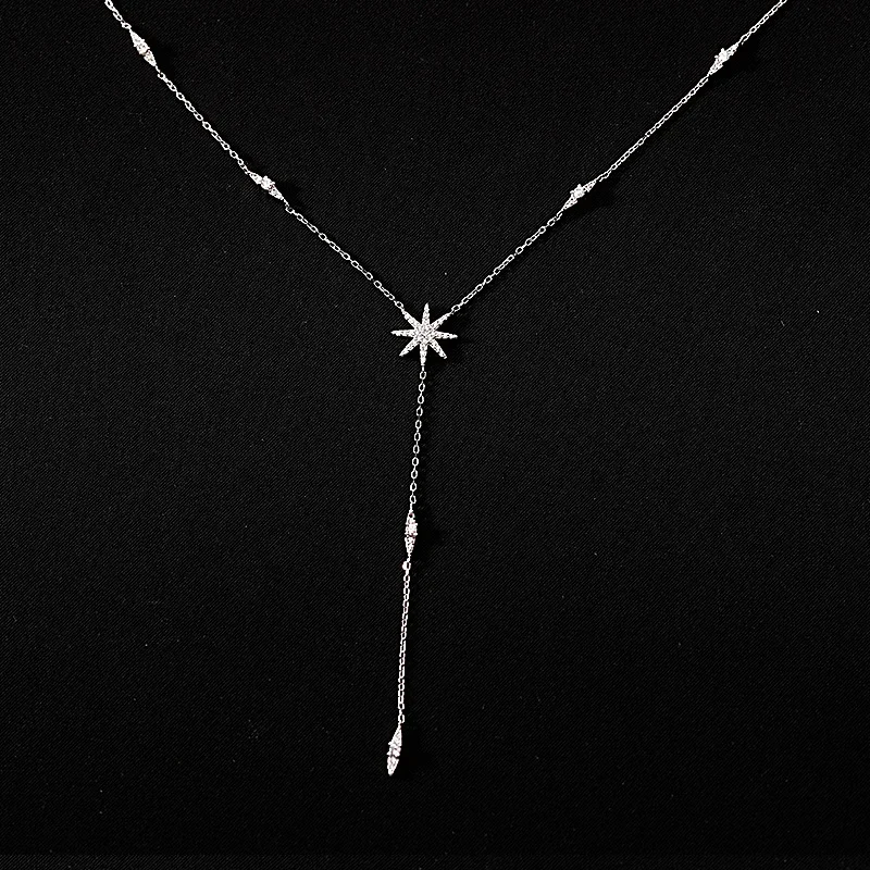 Trendy Pendant 925 Sterling Silver Chain Necklace Maple Leaf Shape AAA Zircon Shiny Jewelry For Women Holiday Gift Mother Gift view 2