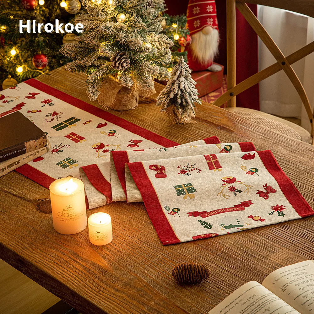 

Christmas Table Flag Placemat Christmas Snowman Table Runner Coffee Cover Tablecloth Decorations Festive Atmosphere Arrangement