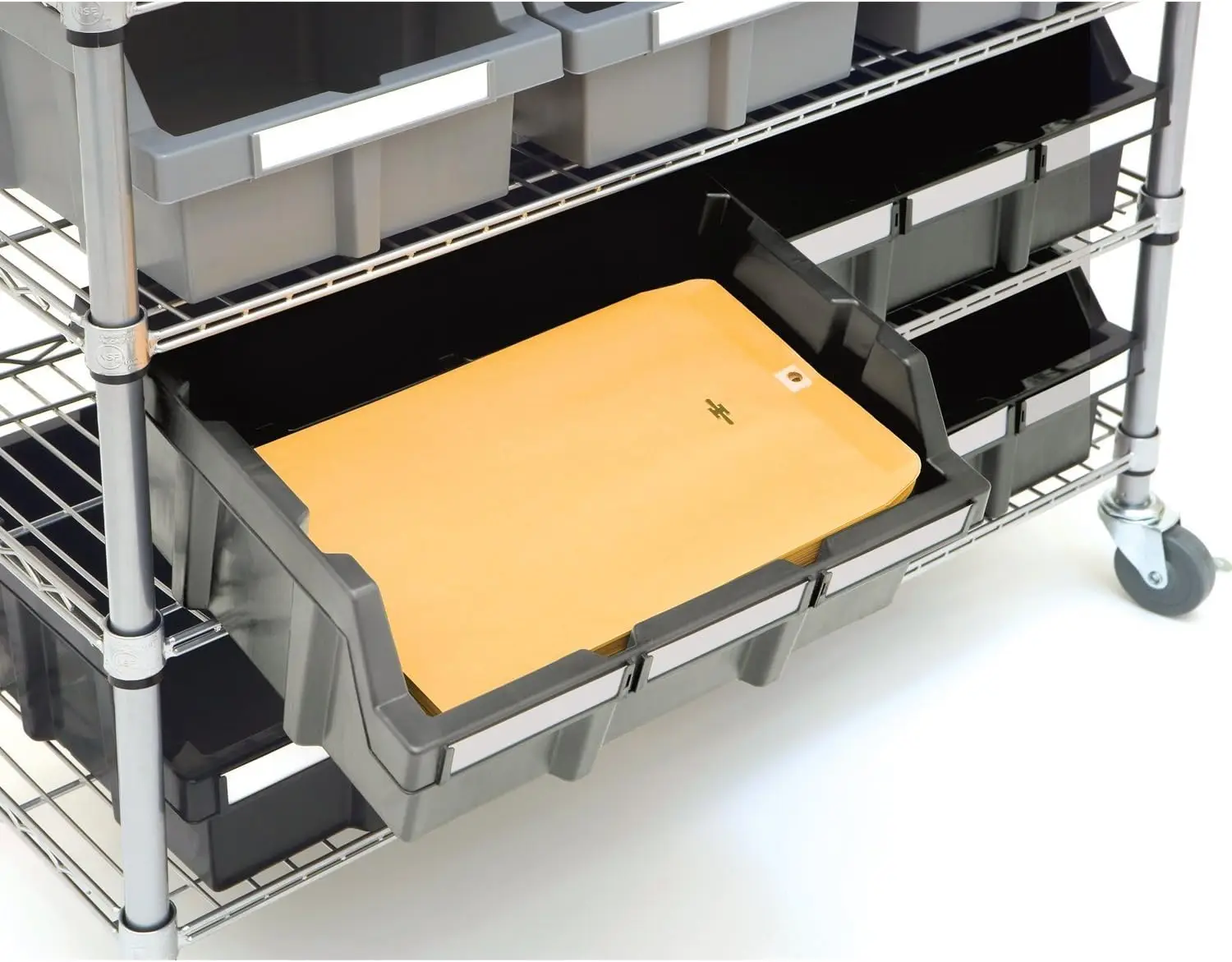 Commercial 7-Tier Platinum/Gray NSF 22-Bin Rack Storage System