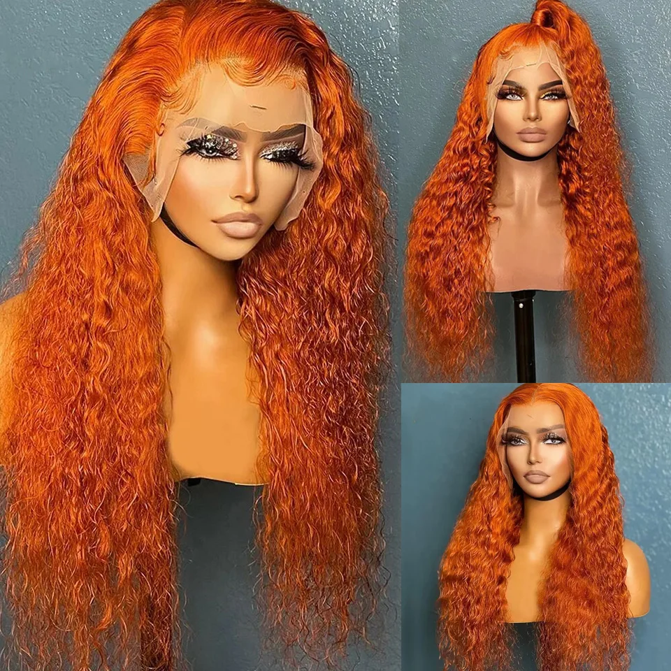 Orange Ginger Lace Front Wig Human Hair Deep Wave Wig 13x4 13x6 HD lace Frontal Wig Brazilian Curly Human Hair Lace Frontal Wig