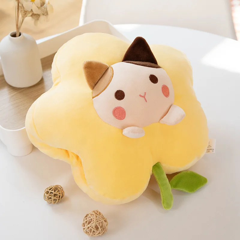 Children's Cute Animal Flower Warm Hand Pillow Can Handle Winter Plush Toy Girl Warm Hand Hug Gift Yellow