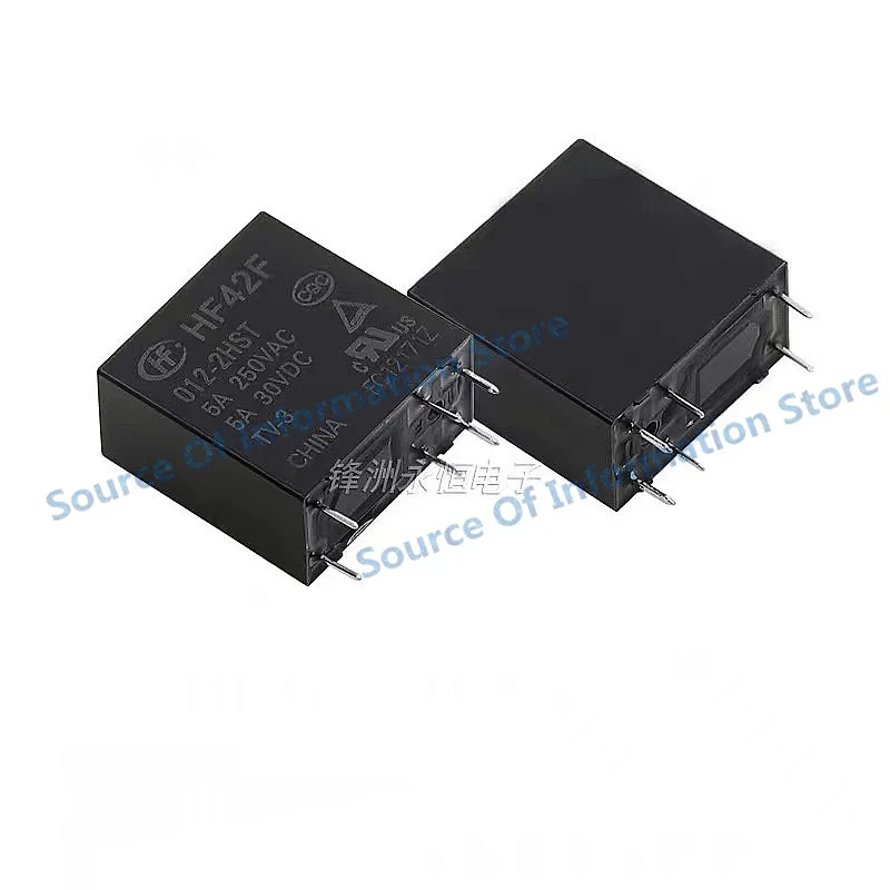 10PCS HF42F 005 012 024-2HS/2HST 5V 12V 24VDC Two Group Normally Open 6 Pin 5A250VAC Power Relay 100% New original