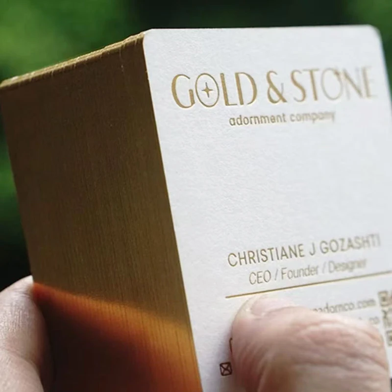 Customisable Colored Holographic Rainbow Gold Edge Business Card with Foil Logo Visiting Card in Cardboard Material - Image 5