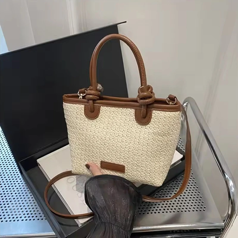 Neue Stroh Gewebte Umhängetaschen Für Frauen Sommer Urlaub Eimer Schulter Taschen Sommer Am Meer Strand Handtaschen – Detail 15