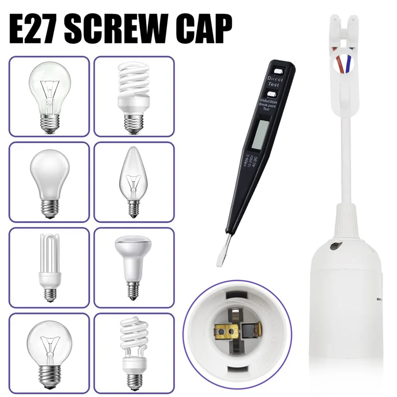 A44F-держатель лампы E27, 12-компонентная розетка для строительной площадки с кабелем, розетка E27, строительная розетка с тестером напряжения