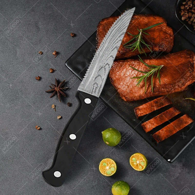 WXCOO Damascus steel Professional Steak Knife Multi-functional Kitchen Knife Barbecue Cooking Tools Beef and Lamb Slicing Knife view 4