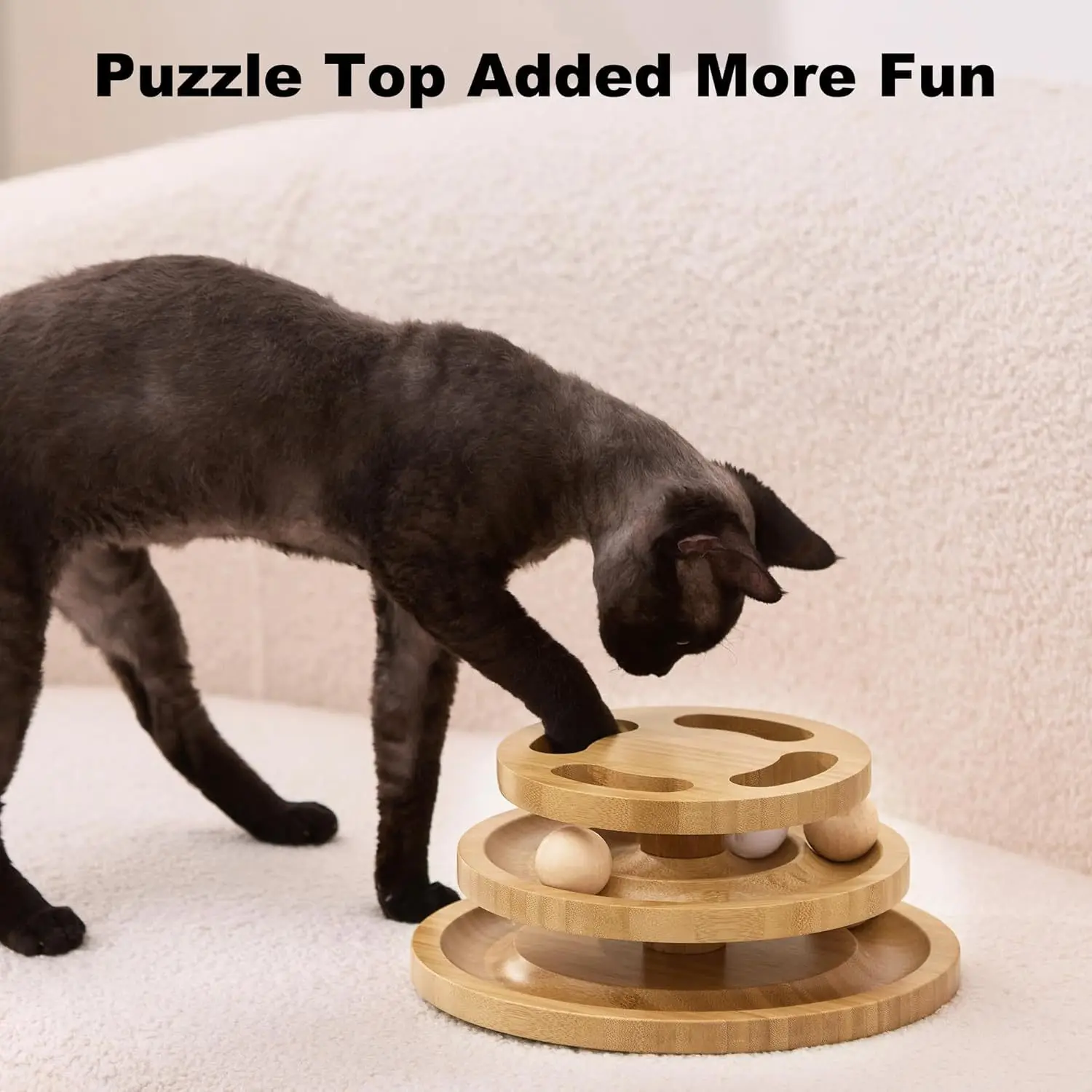 Juguete de madera multicapa para gatos antiaburrimiento mordidas - imagen 5