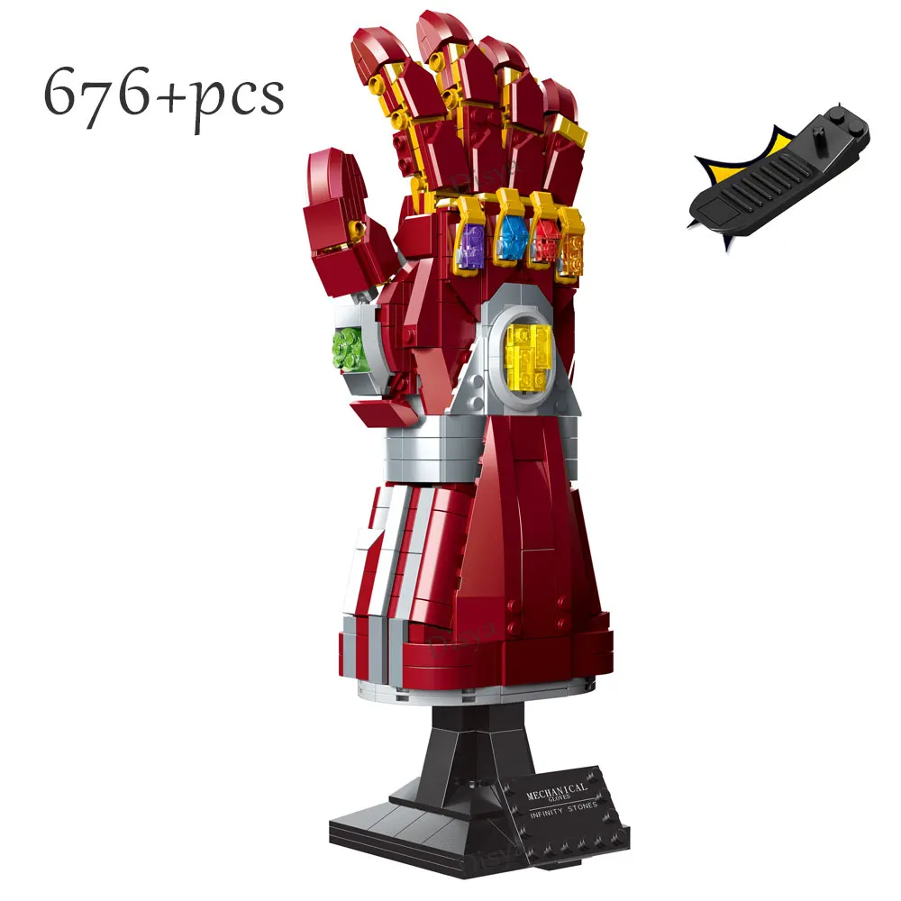 Disney MARVEL AVENGERS Ironman Spiderman THANOS Infinity Glove Gauntlet Stone Thor Hulk Strange Building Block Bricks Toys Gift