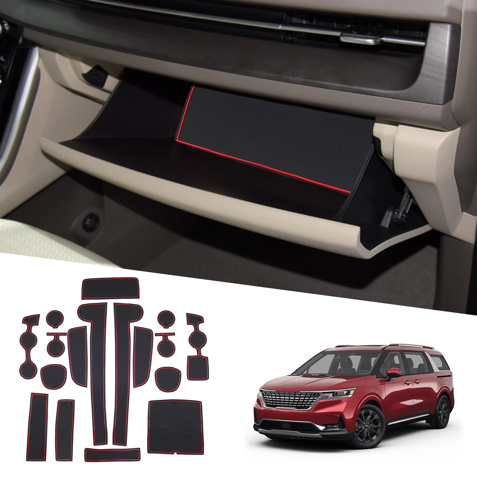 RUIYA for Kia Carnival KA4 2021 2022 2023 Car Door Groove Mat Anti-slip Slot Pad Auto Interior Carnival KA4 Accessories 2023