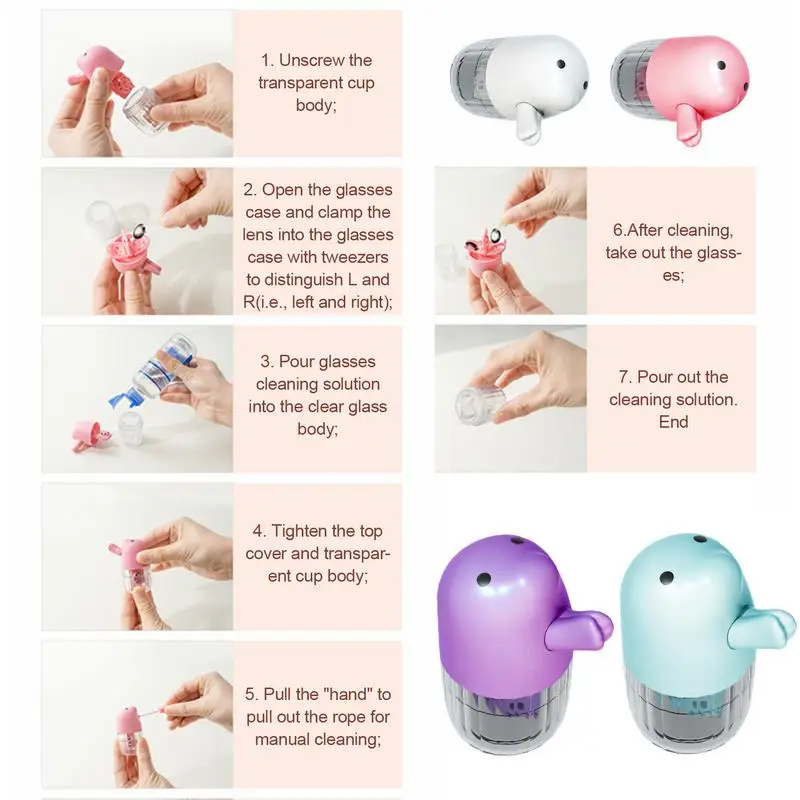 Contact Lens Cleaner Case Portable Contact Lens Cleaner Machine Contact Lens Cleaning Machine Lenses Fast Cleaning Washer For