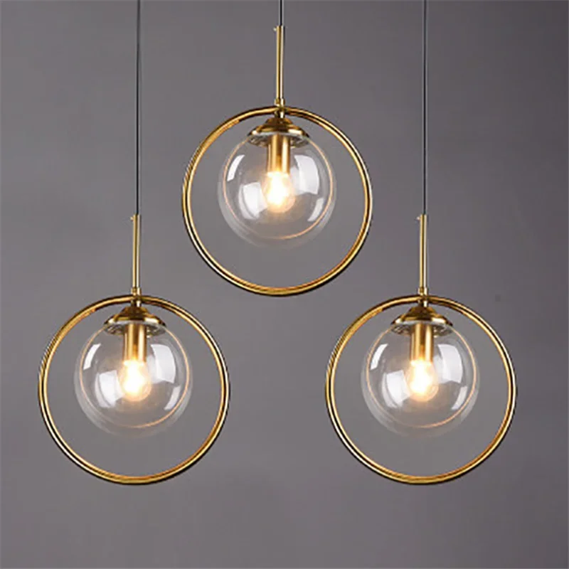 Imagem -02 - Modern Nordic Glass Ball Chandeliers Luzes Pingente de Ouro Home Decor Luminárias para Café Sala de Jantar Cozinha Lâmpada do Quarto