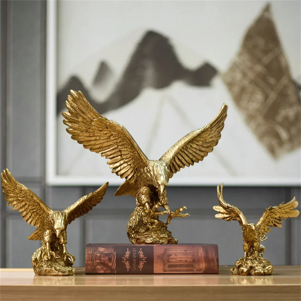 Eagle Statue Resin Animal Ornament Color/Gold Falcon Sculpture Home Decoration Crafts Office Figurines Desktop Accessories Gift view 6