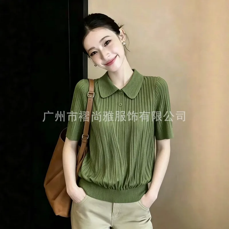 Miyake Pleated 2026 Summer New Original Intellectual Style Pleated Polo Collar Artistic Simple Versatile Casual Top for Women