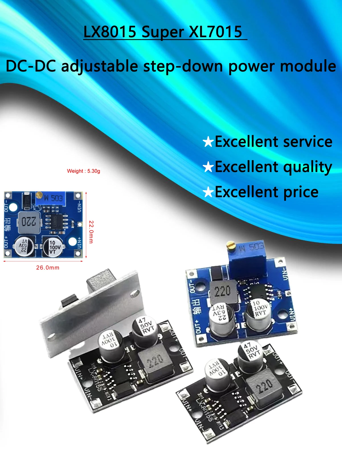 LX8015 Regulowany moduł zasilania obniżającego napięcie DC-DC Wejście konwertera mocy 5-80VDC-DC/LX8015 super XL7015