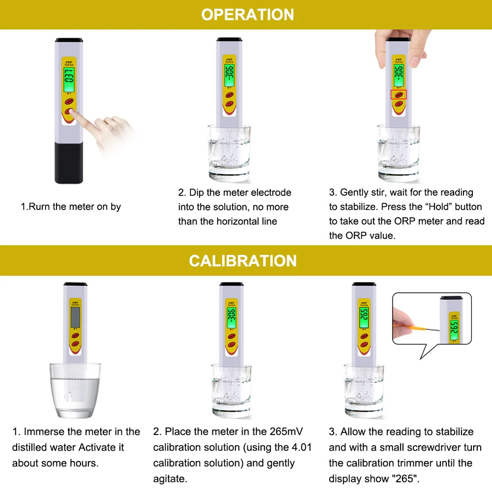 0~±1999mV ORP-969 Redox Tester ORP Negative Potential Pen Convenient and Highly Accurate Water Testing Instruments