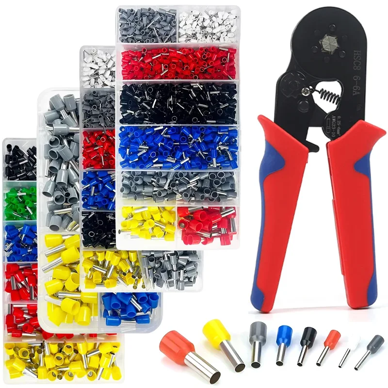 

200-1900Pcs Assortment Ferrule Wire Copper Crimp Wire Terminal Kit Insulated Cord Pin End Terminal Electrical Crimper Terminator