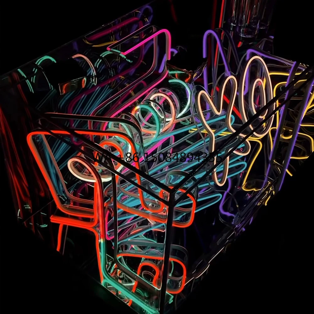 LiqVis Eye-Catching Mobile RGB 3D Infinity Mirror Neon Custom Logo LED DJ Booth Table with Wheels for Bar Disco Club Live Show