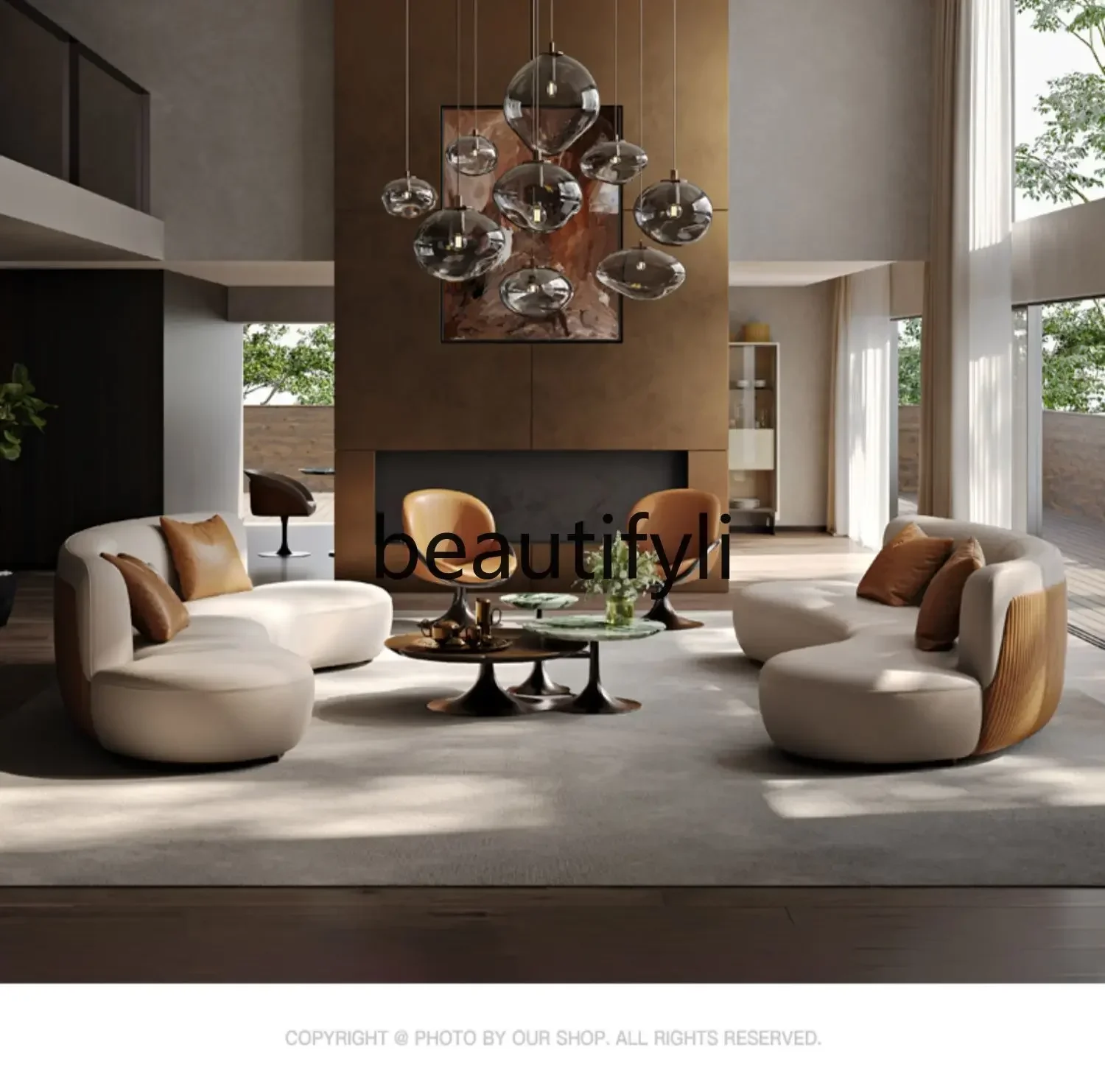 

XZ1Designer high-end furniture Italian light luxury leather sofa chair