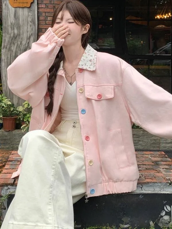 American Style Sweet Street Jacket Women's Loose Bf Dopaamine Outerwear Korean Version Ins Super Popular Spring Autumn New Ar...