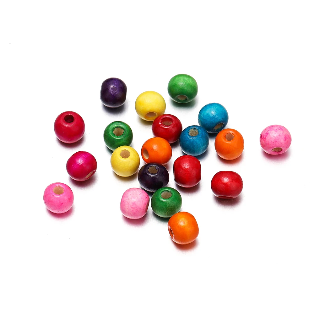 20-100pcs 5 6 10 12mm Colorful Eco-Friendly Printing Round Wooden Loose Spacer Beads DIY Crafts Bracelet Jewelry Accessories