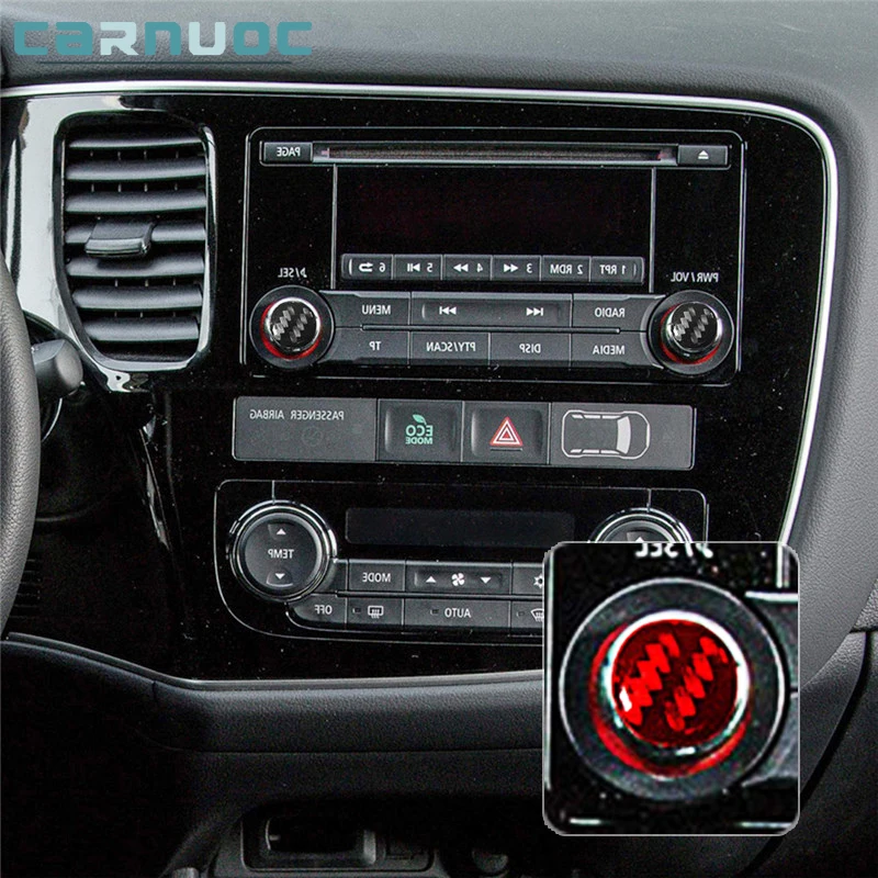 

For Mitsubishi Outlander 2014-2016 Without Navigation Carbon Fiber Radio Button Stickers Car Interior Decorative Accessories