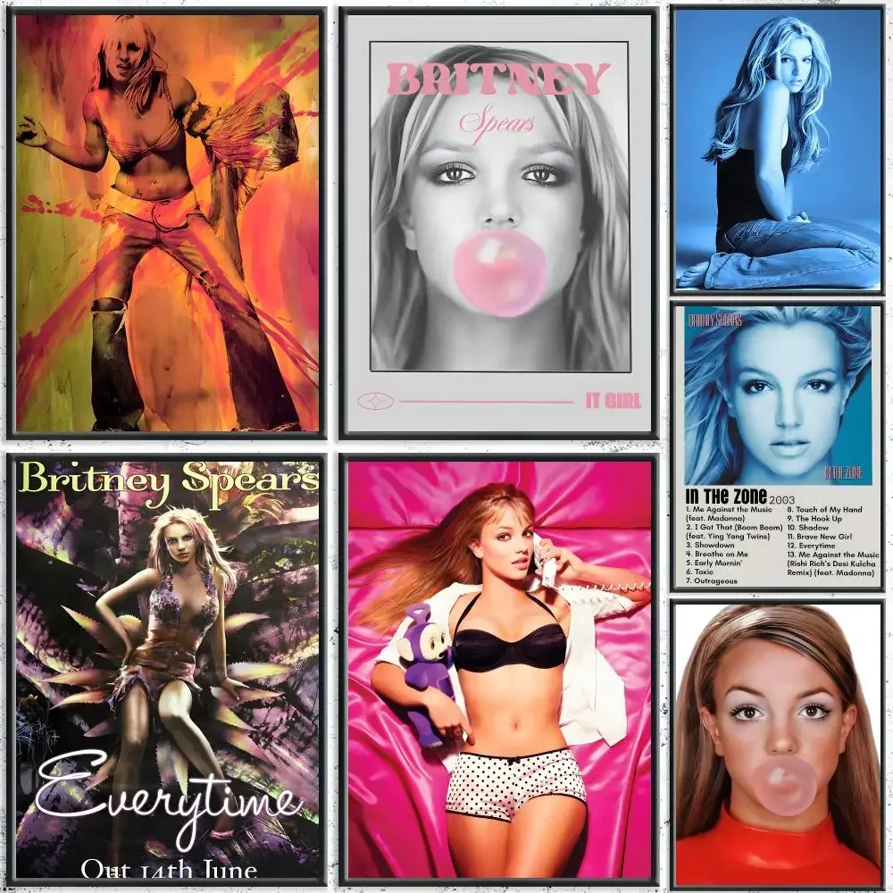 Y2K Singer B-Britney SpearsS Poster HD Self-Adhesive No Residue After Removal Ideal for All Kinds of Wall Decor
