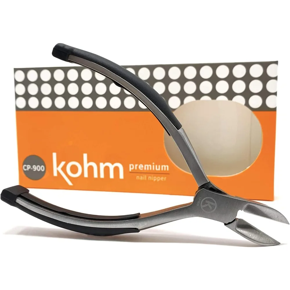 KOHM Nail Clippers Heavy-Duty Stainless-Steel Chiropodist-Style Toenail Cutters for Thick Nails