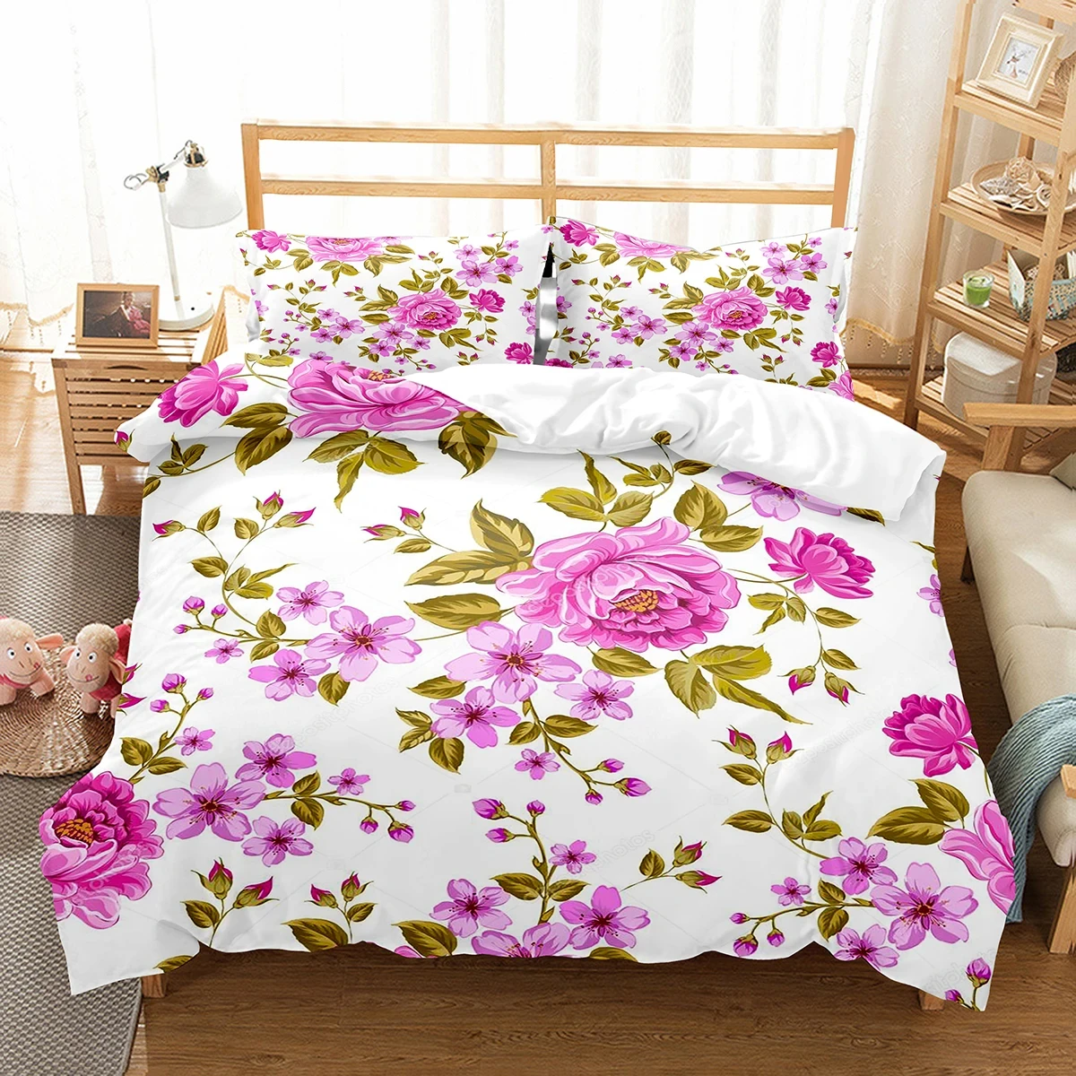 

Botanical Flower Duvet Cover Single King Size Garden Leaves Floral Bedding Set Polyester Nature Theme Quilt Cover For Girl Women