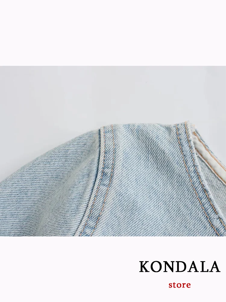 KONDALA Sexy Chic donna Solid top Denim manica lunga asimmetrico singolo rotatore polsino top nuova moda 2023 autunno Casual top