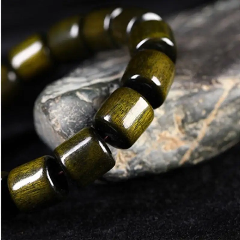 

Браслет из бусин для мужчин и женщин, выполненный из золотистого шелкового нанму, желтого палисандра, агарового дерева, темного дерева, золотистого дерева.