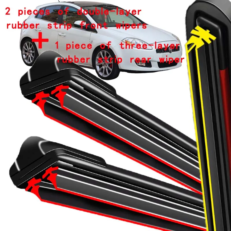 

For Fiat Bravo 2007-2013 2008 2009 2010 2011 2012 Wiper Front&Rear Wiper Blades Windshield Windscreen Window Brushes 24"+18"+12"