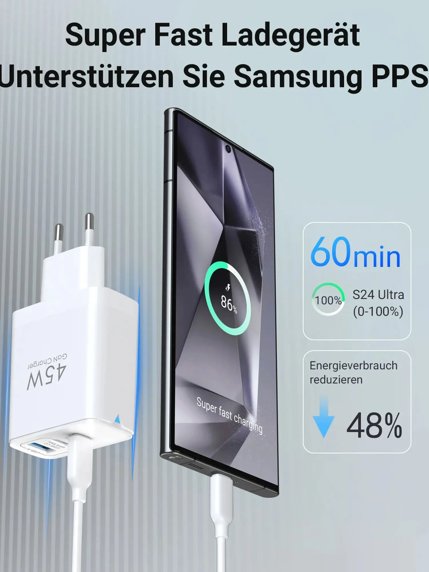 2er-Pack 3in1 45W USB-Ladegerät Schnellladung QC 3.0 Wandladung für iPhone Samsung Xiaomi Mobile EU US AU Steckeradapter Reise