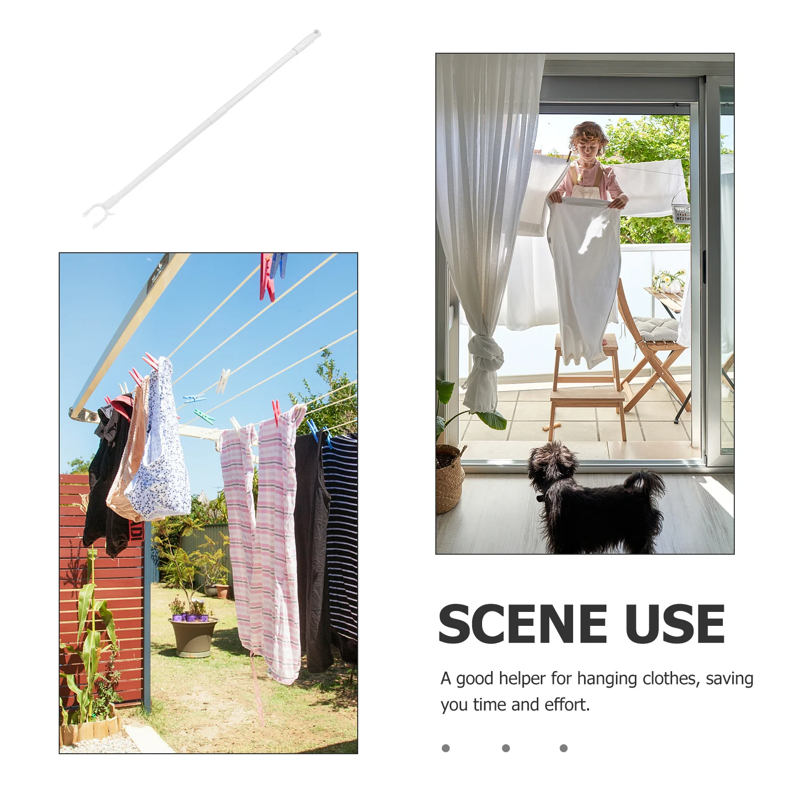 

Sleek Clothesline Reach Stick Home Wardrobe Hook Pole Practical Drying Supply Versatile Usage Carbon Plastic Material