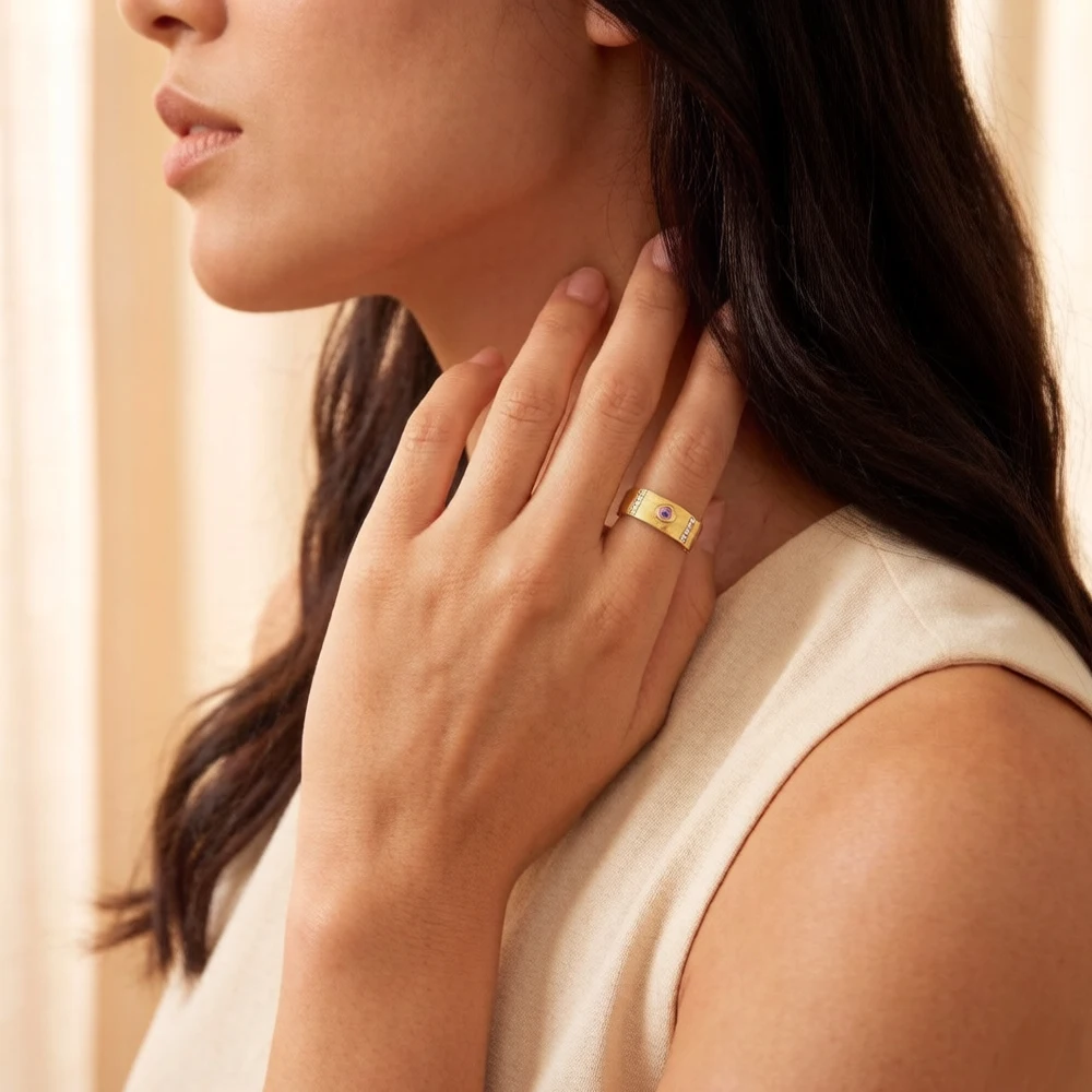 Gold Ring Various Cosmic Motifs Fine Jewelry For Women Summer Brand New Pure 925 Sterling Silver Vintage Talismans Lucky Gift