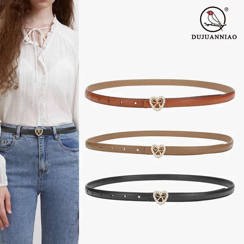 

Women's leather is versatile, love rhinestones, smooth buckle decorated with thin belt, women's dress, casual fashion narrow bel
