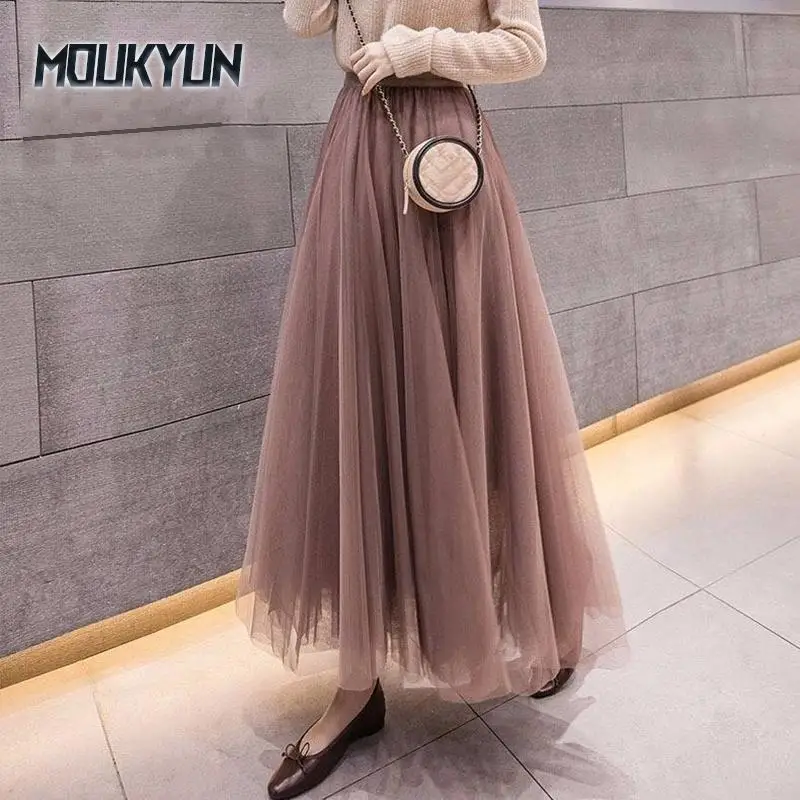 3 Layers of Yarn + Inner Lining Half-length Skirt Women's Net Gauze Skirt Large Skirt Mid-length Gauze Skirt Net Yarn Breathable