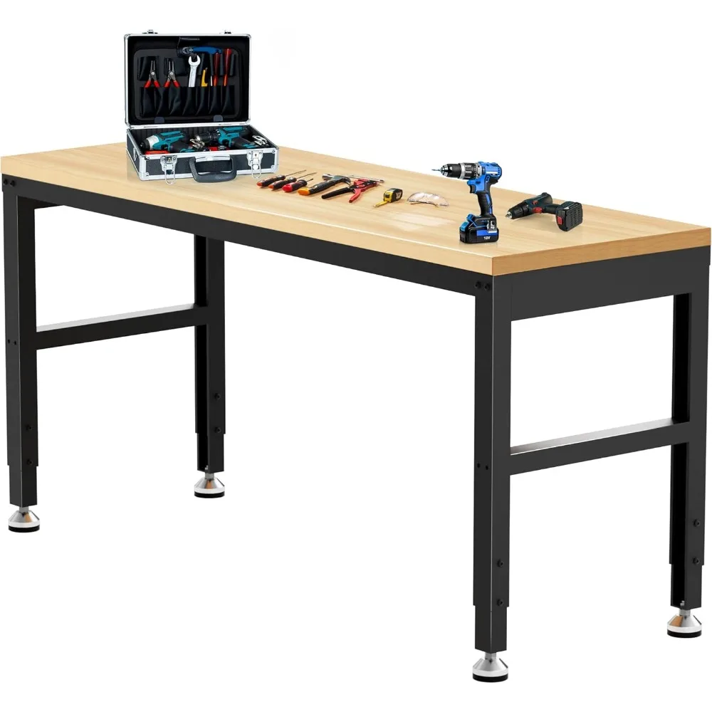 Adjustable Workbench, Heavy Duty Wood Work Bench 2000 Lbs Load Capacity, Work Table for Garage, Workshop, Office, Home