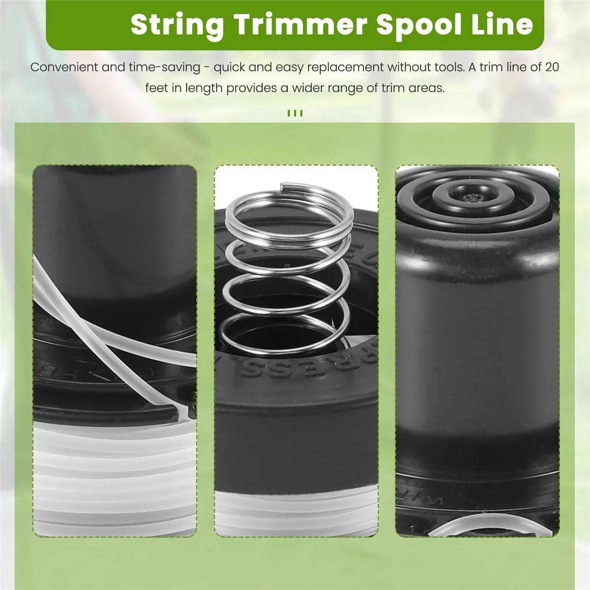 BVBV RS-136 Replacement String Trimmer Spool Line for BLACK+DECKER ST4000 ST4500 (1 Spool, 1 Cap and 1 Spring)