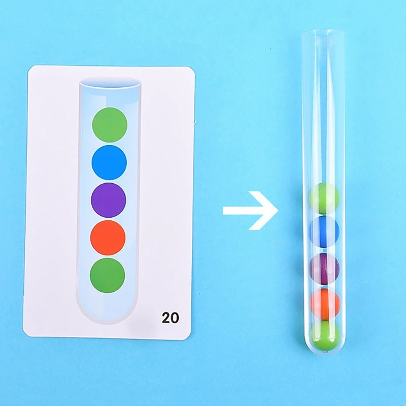 볼 매칭 클립 구슬 게임 장난감, 클립 구슬 테스트 튜브, 유아 교육용 몬테소리 게임