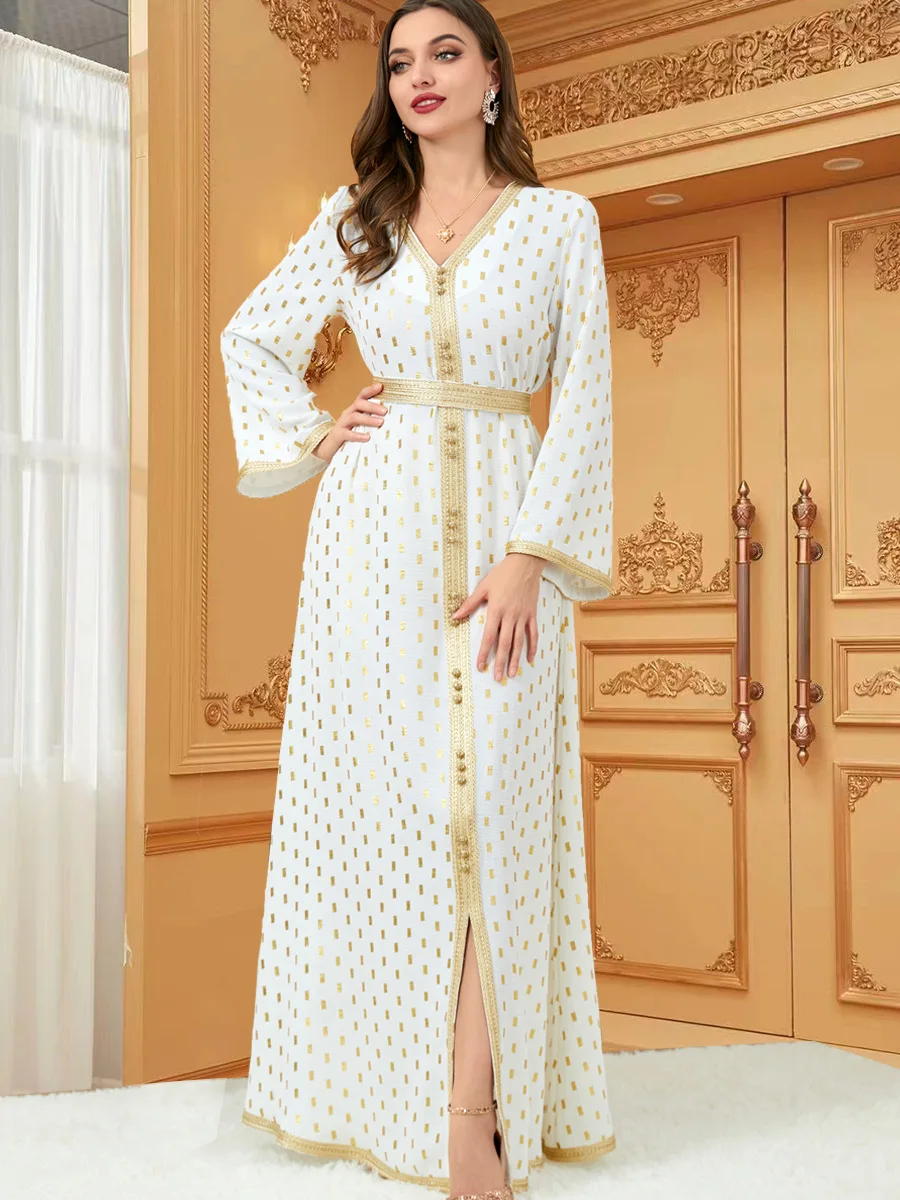 

Eid Abaya for Women Braided Trim Islamic Clothing Ramadan Muslim Long Dress Gulf Jalabiya Dubai Evening Gowns Moroccan Kaftan