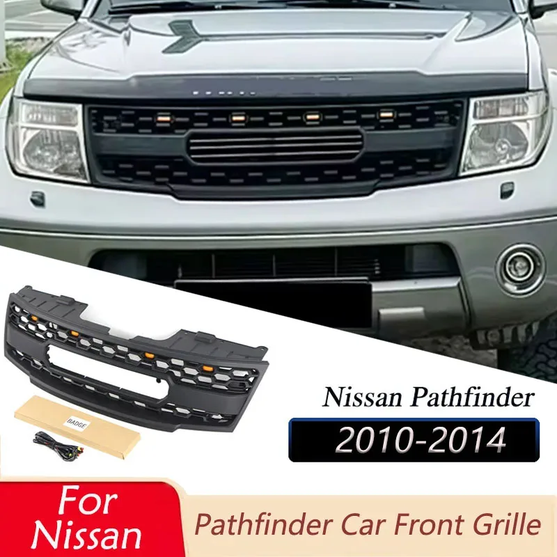 Car Front Grille for Nissan Pathfinder 2010 2011 2012 2014 Mesh Grid Grill Cover Trim Body Kit Tuning Accessories Parts