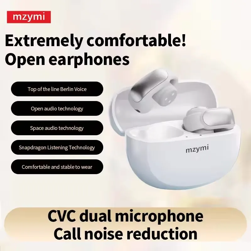

Mzymi V12 Ear Clip Earbuds Bluetooth5.3 Waterproof Sport Earphone TWS ENC Noise Reduction Headphone HiFi Stereo HD Call Headset