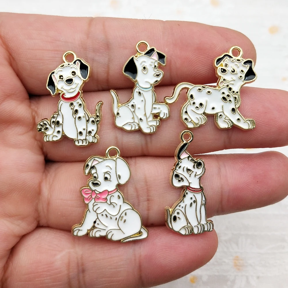 10 шт., подвеска в виде собаки с рисунком для изготовления ювелирных изделий, эмалированное ожерелье, брелок для ключей, подвеска для телефона, аксессуары «сделай сам», сплав металла, позолоченный