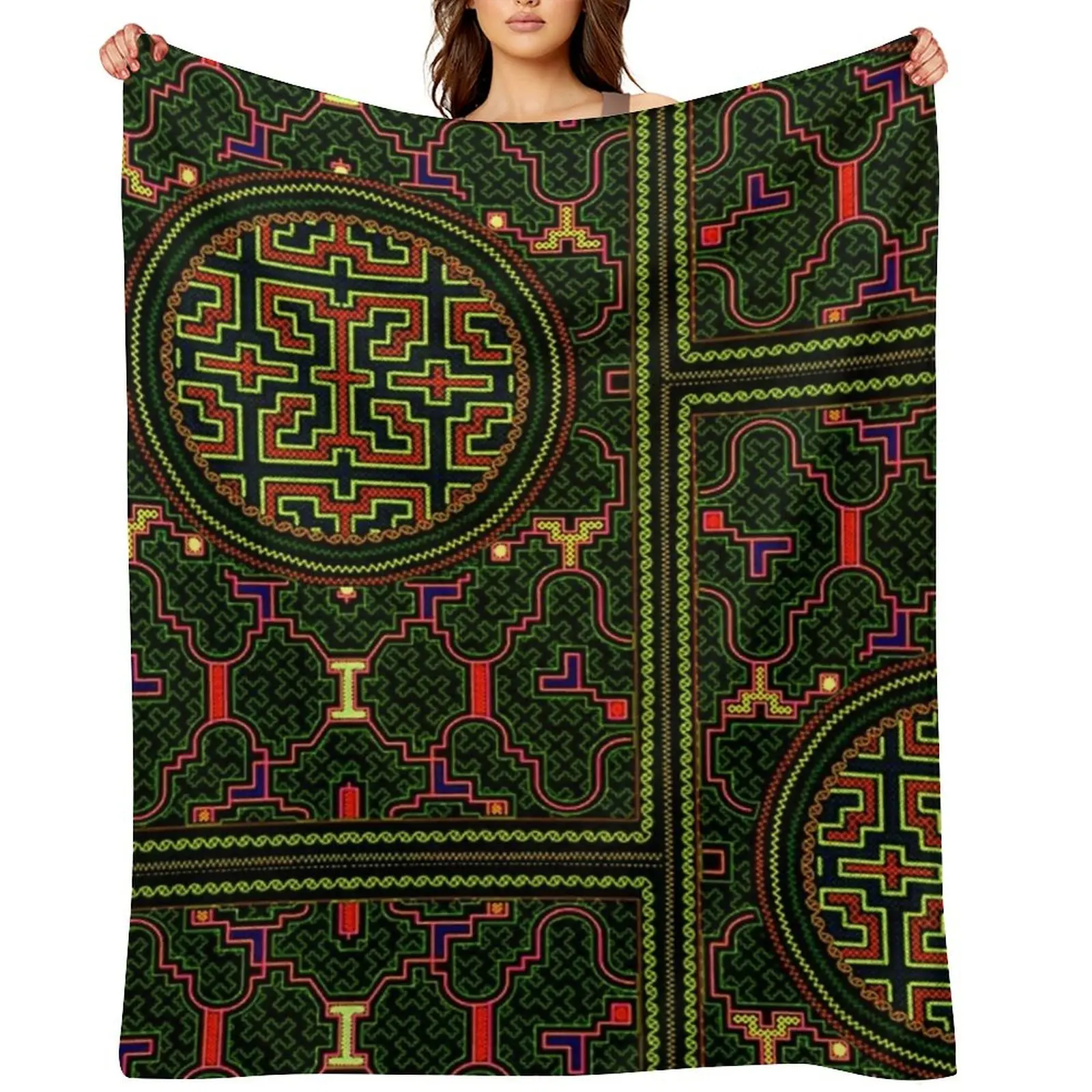 

green and yellow shipibo Throw Blanket Fashion Sofas wednesday Heavy heavy to sleep Blankets
