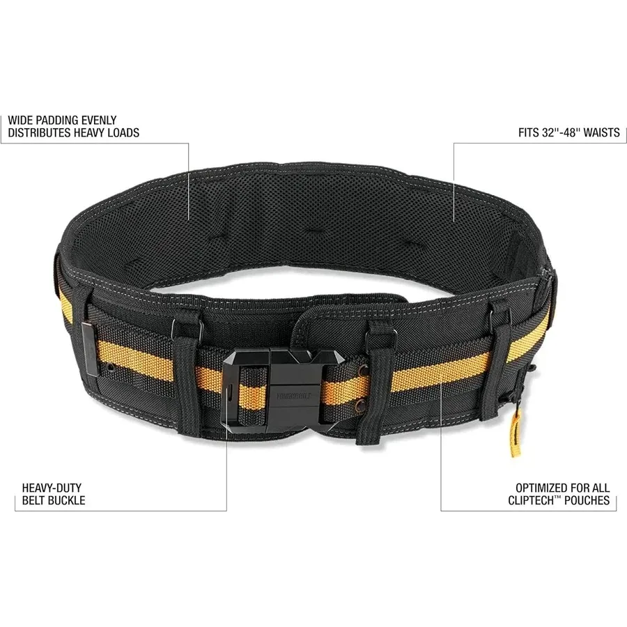 TOUGHBUILT TB-CT-41 Padded Belt with Heavy Duty Clip Buckle and Back Support Construction Work Belts Toughbuilt Tools