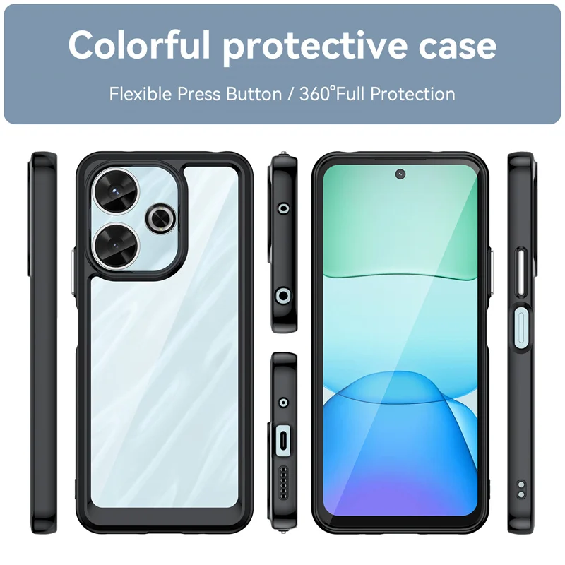 Transparent Colorful TPU Case for Xiaomi Redmi 13 4G 13C 12 5G 12C Protective Cover Frame Funda Coque Capa