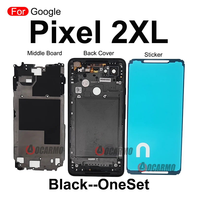 For Google Pixel 2 XL 2xl Middle Frame Board + Back Cover Plate Housing And Adhesive Replacement Part