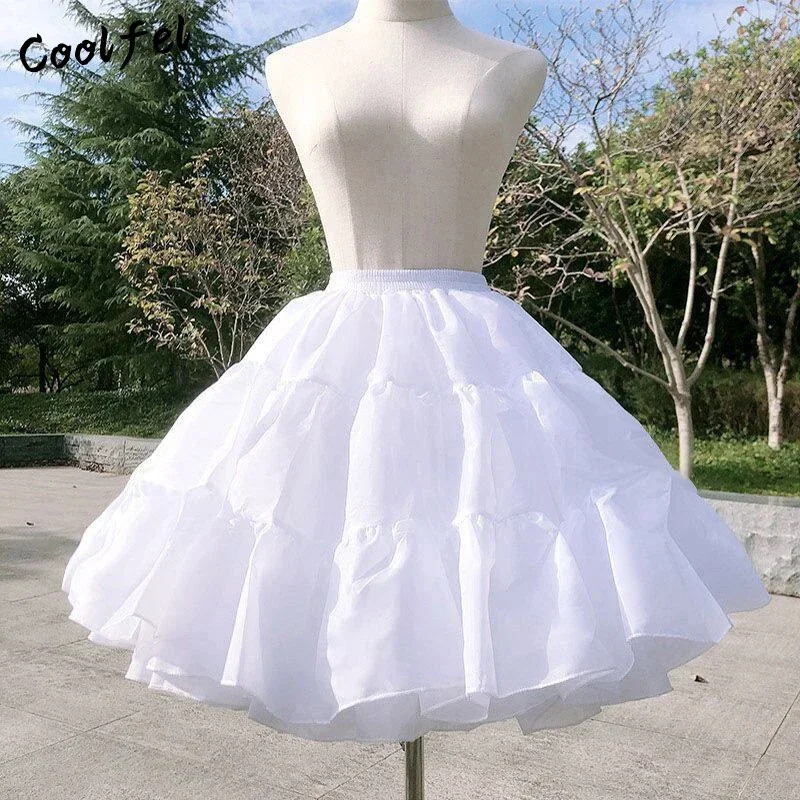 Coalfell  Women\'s Girl\'s Lolita White Petticoat Cosplay Party Prom Dress Short Underskirt Tulle Puffy Skirt Cute Girls Skirts