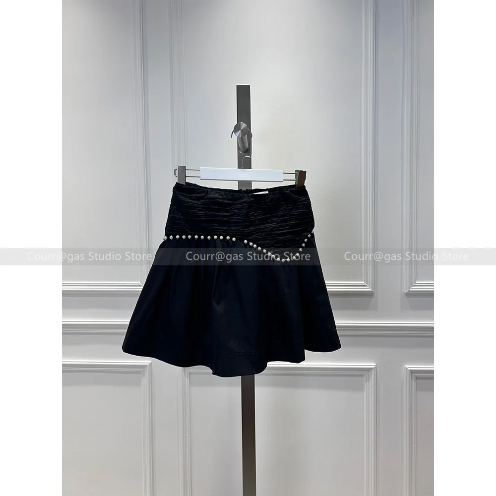 Australia's new niche light luxury Heavy work pearl layers temperament versatile half-skirt female